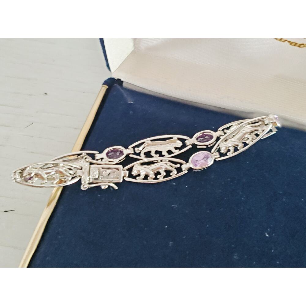 Vintage BBJ Designer Sterling Silver Amethyst Tennis Bracelet